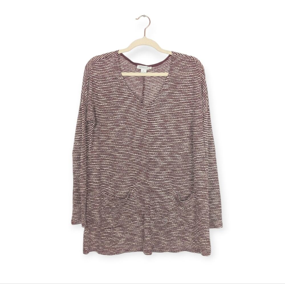 Love Riche Maroon & Cream Striped Knit Top Size L